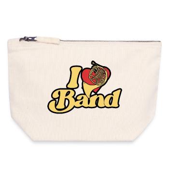 I Heart Band Retro French Horn - Canvas Reißverschluss-Täschchen (18 x 19 cm) - Naturweiß - Vorne