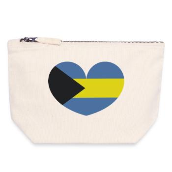 Cœur du drapeau des Bahamas - Pochette zippée en toile 18 x 19 cm - blanc naturel - Devant