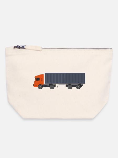 Container-LKW - Canvas Reißverschluss-Täschchen (18 x 19 cm) - Naturweiß