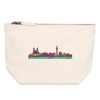 Lyon City Skyline Basilica Moderne Linienkunst - Canvas Reißverschluss-Täschchen (18 x 19 cm) - Naturweiß - Vorne