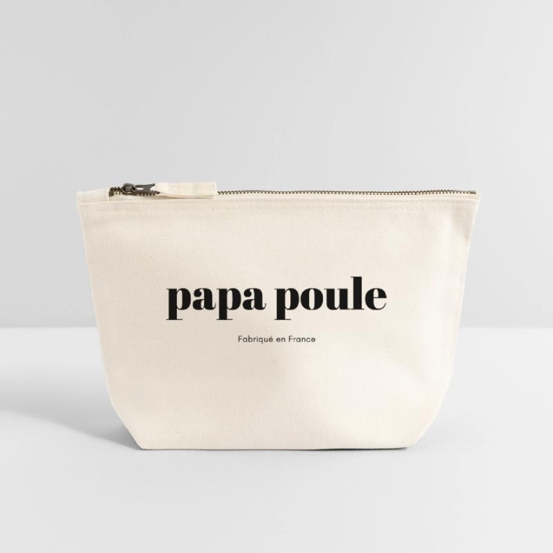Daddy-Chicken-script Canvas Zip Pouch 18 x 19 cm