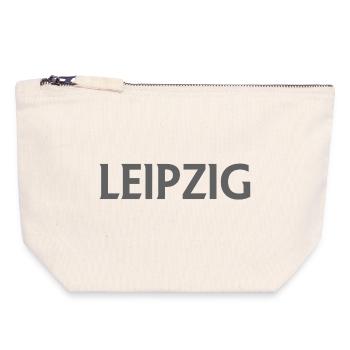 Leipzig – Allemagne Textdesign - Pochette zippée en toile 18 x 19 cm - blanc naturel - Devant