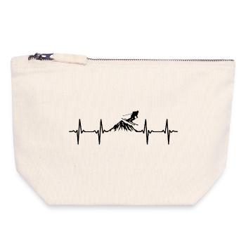 Skifahren Herzschlag Skifahren Herzschlag Skifahren - Canvas Reißverschluss-Täschchen (18 x 19 cm) - Naturweiß - Vorne