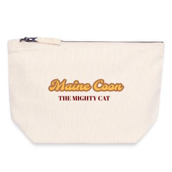 Maine Coon - The mighty Cat - Pochette zippée en toile 18 x 19 cm - blanc naturel - Devant