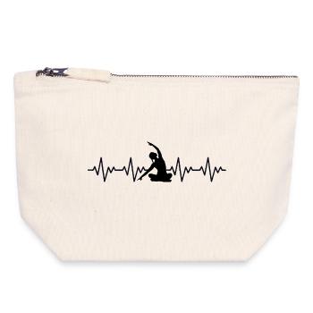 Yoga ECG Battement de cœur - Pochette zippée en toile 18 x 19 cm - blanc naturel - Devant