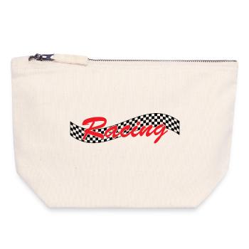 Drapeau à cocher de course - Car Auto Bike Race - Pochette zippée en toile 18 x 19 cm - blanc naturel - Devant