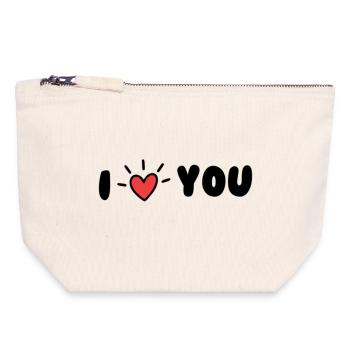 I love you - Pochette zippée en toile 18 x 19 cm - blanc naturel - Devant