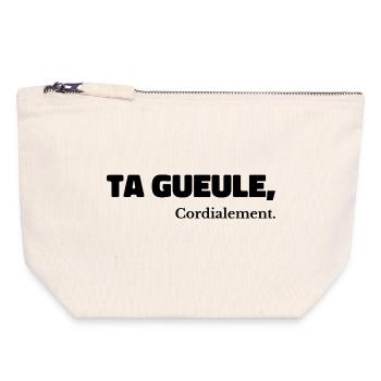 Ta Gueule Cordialement Phrase Drôle - Pochette zippée en toile 18 x 19 cm - blanc naturel - Devant