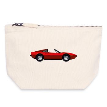 RED SPORTS CAR - Canvas Zip Pouch 18 x 19 cm - nature - Front