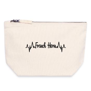 French horn ECG heartline - Canvas Zip Pouch 18 x 19 cm - nature - Front