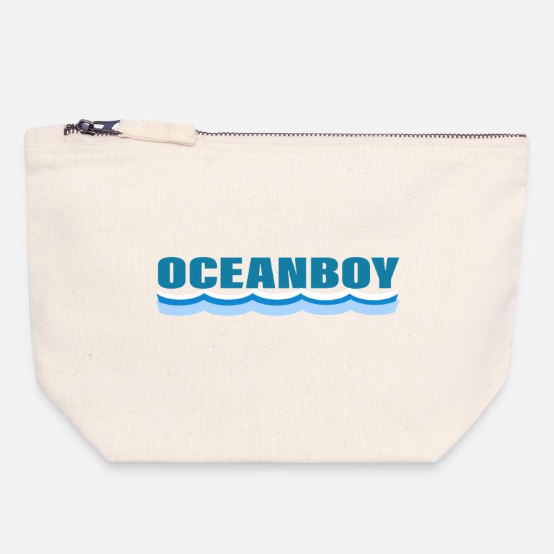 GARÇON OCÉAN - Pochette zippée en toile 18 x 19 cm - blanc naturel