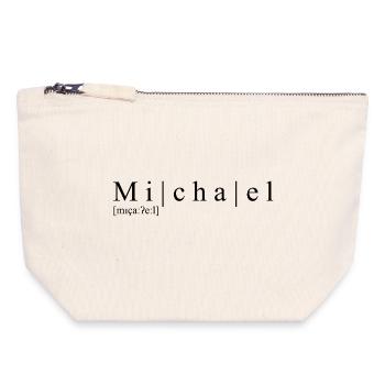 Name: abstract, typographic, white, Michael - Canvas Zip Pouch 18 x 19 cm - nature - Front