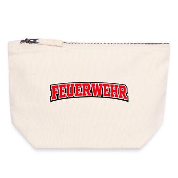 Feuerwehr Schriftzug Rot Weiß Outline - Canvas Reißverschluss-Täschchen (18 x 19 cm) - Naturweiß - Vorne