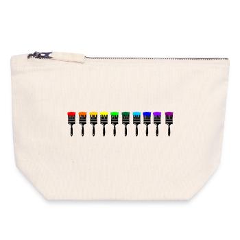 Farbige Pinsel - Canvas Reißverschluss-Täschchen (18 x 19 cm) - Naturweiß - Vorne