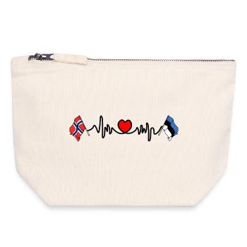 Cardio heart Drapeau Norvège, drapeau Estonie - Pochette zippée en toile 18 x 19 cm - blanc naturel - Devant