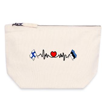 Cardio heart Drapeau Finlande, drapeau Estonie - Pochette zippée en toile 18 x 19 cm - blanc naturel - Devant