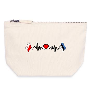 Cardio cardiaque Drapeau Pologne, Estonie - Pochette zippée en toile 18 x 19 cm - blanc naturel - Devant