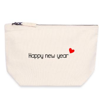HAPPY NEW YEAR. NEW YEAR'S EVE. BEST WISHES - Canvas Zip Pouch 18 x 19 cm - nature - Front