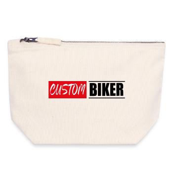 custom biker tuner bikes tuning autocollant autocollant - Pochette zippée en toile 18 x 19 cm - blanc naturel - Devant
