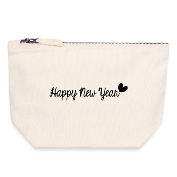 BONNE ANNEE. SAINT SYLVESTRE. NOUVELLE ANNÉE - Pochette zippée en toile 18 x 19 cm - blanc naturel - Devant