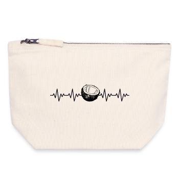 Kokosnuss EKG Herzschlag - Canvas Reißverschluss-Täschchen (18 x 19 cm) - Naturweiß - Vorne