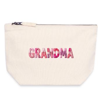 Grandmother Pink Plaid Letters Patchwork - Canvas Zip Pouch 18 x 19 cm - nature - Front