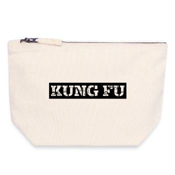 Kung-fu - Pochette zippée en toile 18 x 19 cm - blanc naturel - Devant
