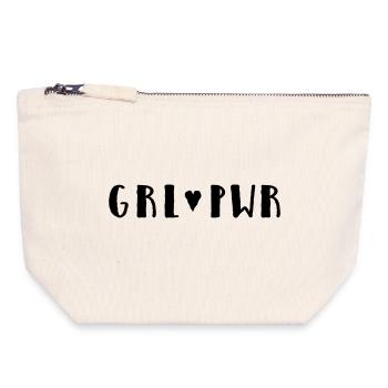 Girl 🖤 Power - Pochette zippée en toile 18 x 19 cm - blanc naturel - Devant