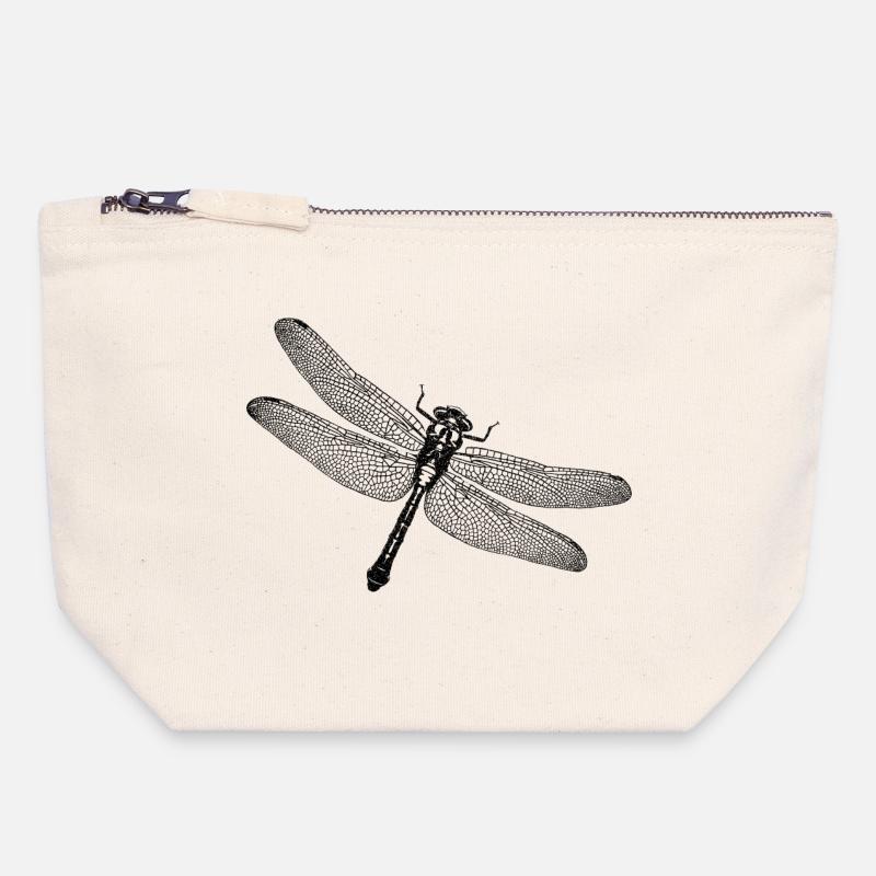 Libellule - Pochette zippée en toile 18 x 19 cm - blanc naturel