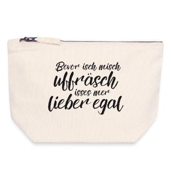 Lieber egal - Canvas Reißverschluss-Täschchen (18 x 19 cm) - Naturweiß - Vorne