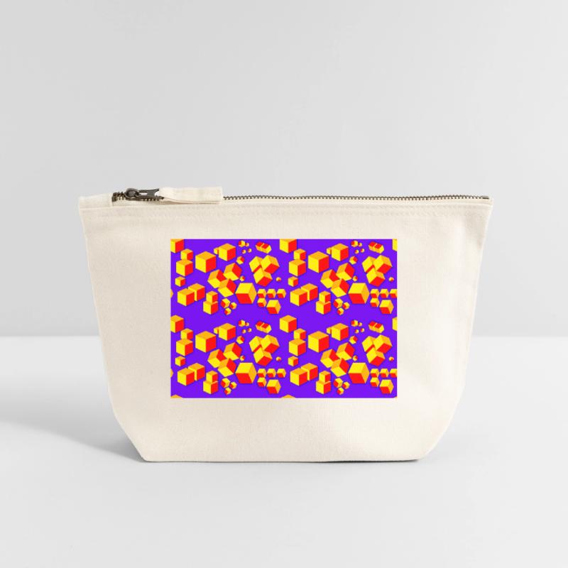 Deco pattern cube colored Canvas Zip Pouch 18 x 19 cm
