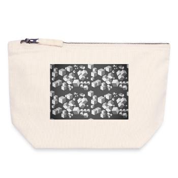 Motif déco gris-blanc - Pochette zippée en toile 18 x 19 cm - blanc naturel - Devant