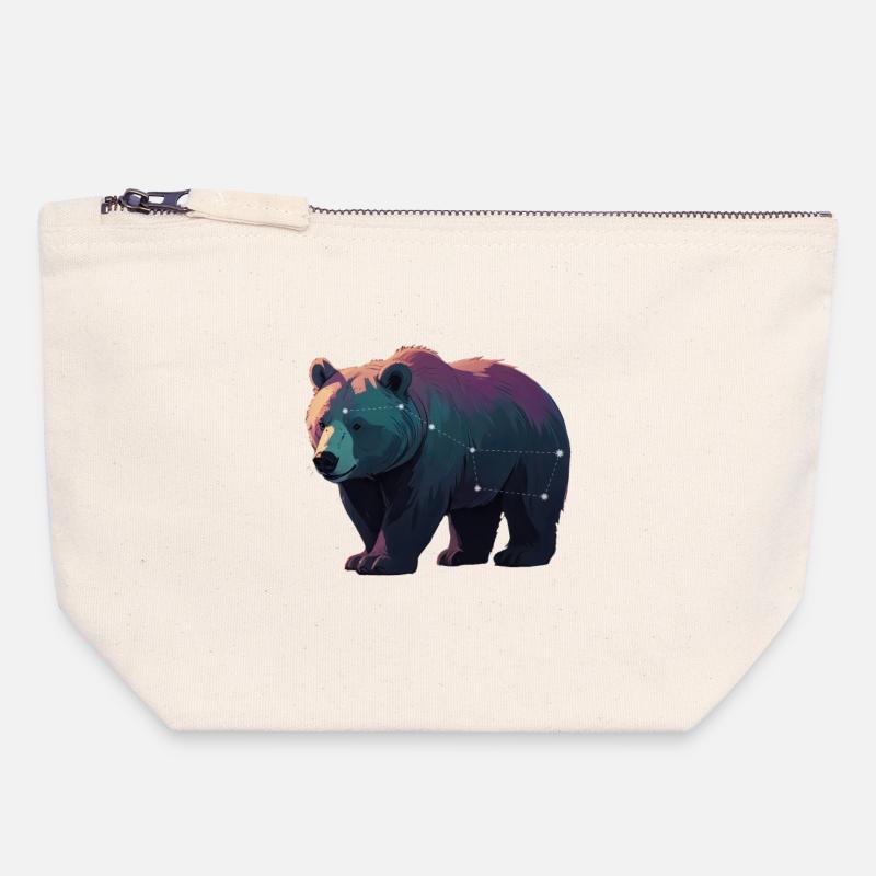 Star Bear in Vibrant Colors - Canvas Zip Pouch 18 x 19 cm - nature