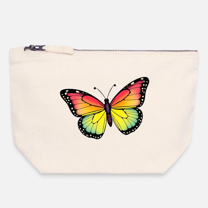 Papillon - Pochette zippée en toile 18 x 19 cm - blanc naturel