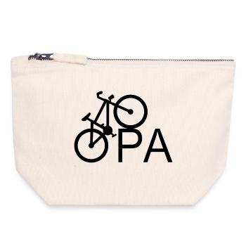 Grandpa Bicycle Grandfather Cyclist - Canvas Zip Pouch 18 x 19 cm - nature - Front