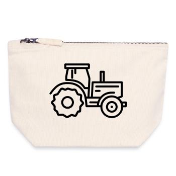 Traktor - Canvas Reißverschluss-Täschchen (18 x 19 cm) - Naturweiß - Vorne