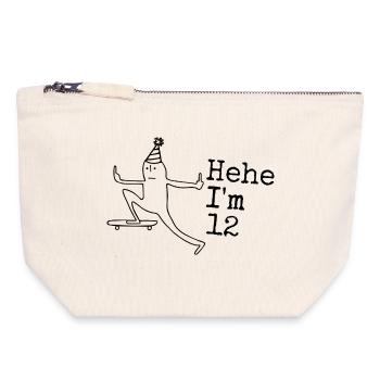Cadeau d’anniversaire du 12e anniversaire drôle 12e année 12e - Pochette zippée en toile 18 x 19 cm - blanc naturel - Devant