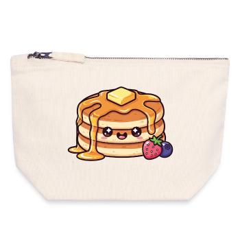 Crêpe au sirop de kawaï avec des fruits rouges - Pochette zippée en toile 18 x 19 cm - blanc naturel - Devant