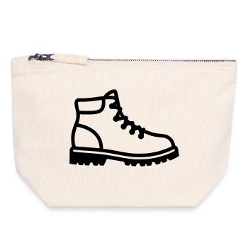 Wanderstiefel Schuh Profil - Canvas Reißverschluss-Täschchen (18 x 19 cm) - Naturweiß - Vorne