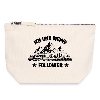 Ich und meine Follower - Caravan - Gespann Stau - Canvas Reißverschluss-Täschchen (18 x 19 cm) - Naturweiß - Vorne