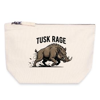 Tusk Rage Wildschweinstärke - Canvas Reißverschluss-Täschchen (18 x 19 cm) - Naturweiß - Vorne