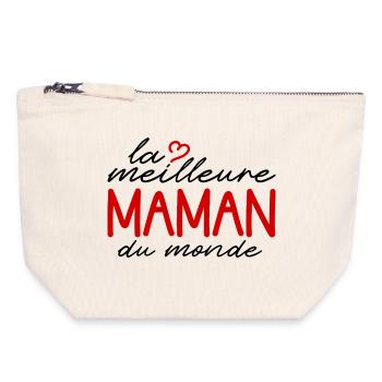 MAMAN Coeur Rouge Logo Lettré - Pochette zippée en toile 18 x 19 cm - blanc naturel - Devant