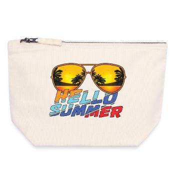 Hello Summer Sonnenbrillen Vibes - Canvas Reißverschluss-Täschchen (18 x 19 cm) - Naturweiß - Vorne
