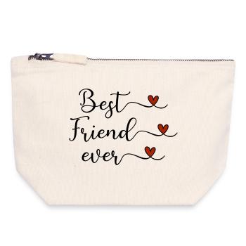 Meilleur ami - Pochette zippée en toile 18 x 19 cm - blanc naturel - Devant