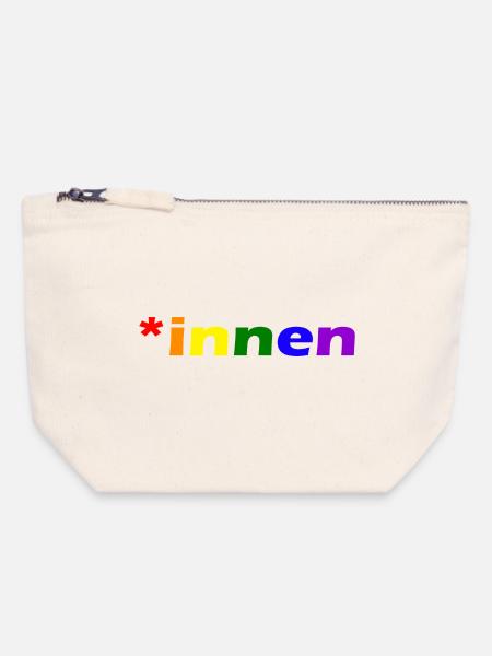 *innen Gendern - Canvas Reißverschluss-Täschchen (18 x 19 cm) - Naturweiß