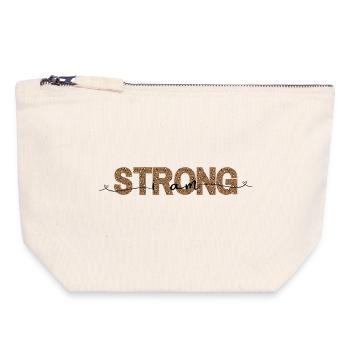 Leopard STRONG font print - Canvas Zip Pouch 18 x 19 cm - nature - Front