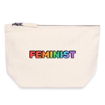 FEMINISTISCHER Regenbogen - Canvas Reißverschluss-Täschchen (18 x 19 cm) - Naturweiß - Vorne