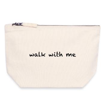 Marche avec moi - Pochette zippée en toile 18 x 19 cm - blanc naturel - Devant