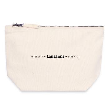 Koordinaten Lausanne Waadt Schweiz - Canvas Reißverschluss-Täschchen (18 x 19 cm) - Naturweiß - Vorne