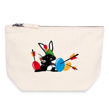 Easter bunny with a bow and arrow - Canvas Zip Pouch 18 x 19 cm - nature - Front